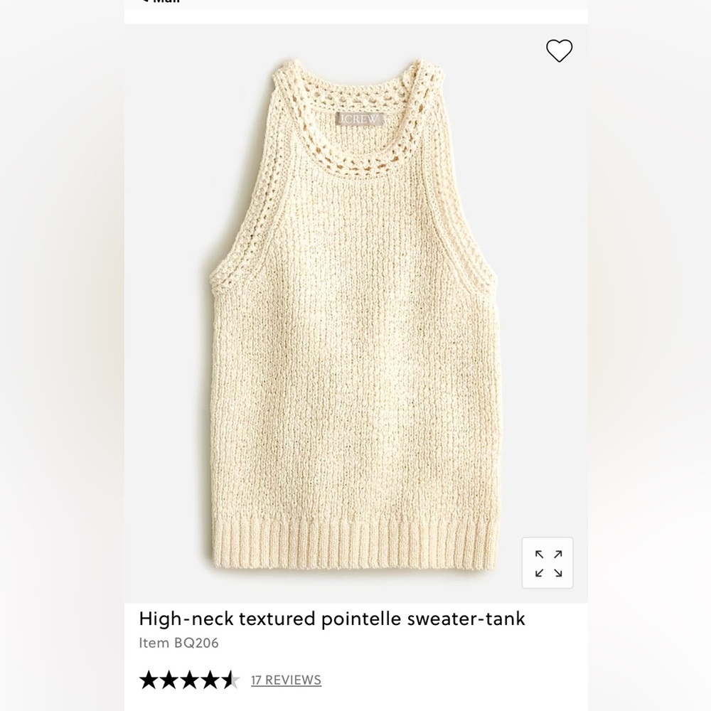 J. Crew High-neck textured pointelle sweater-tank